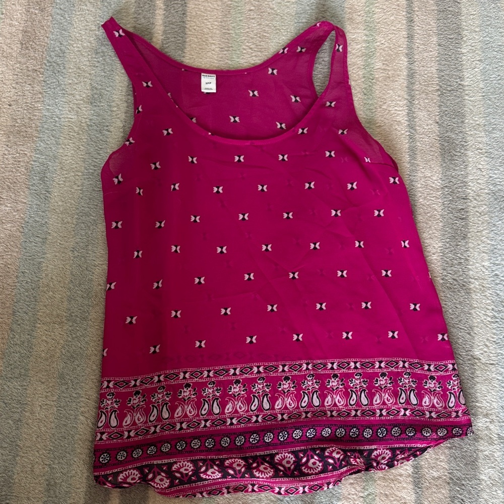 Women’s Magenta Patterned Tank Top - Old Navy